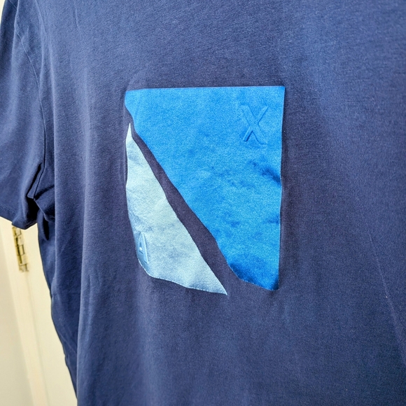 Armani Exchange Navy & Sky Blue Graphic T-Shirt – Size M #8 - Picture 5 of 6